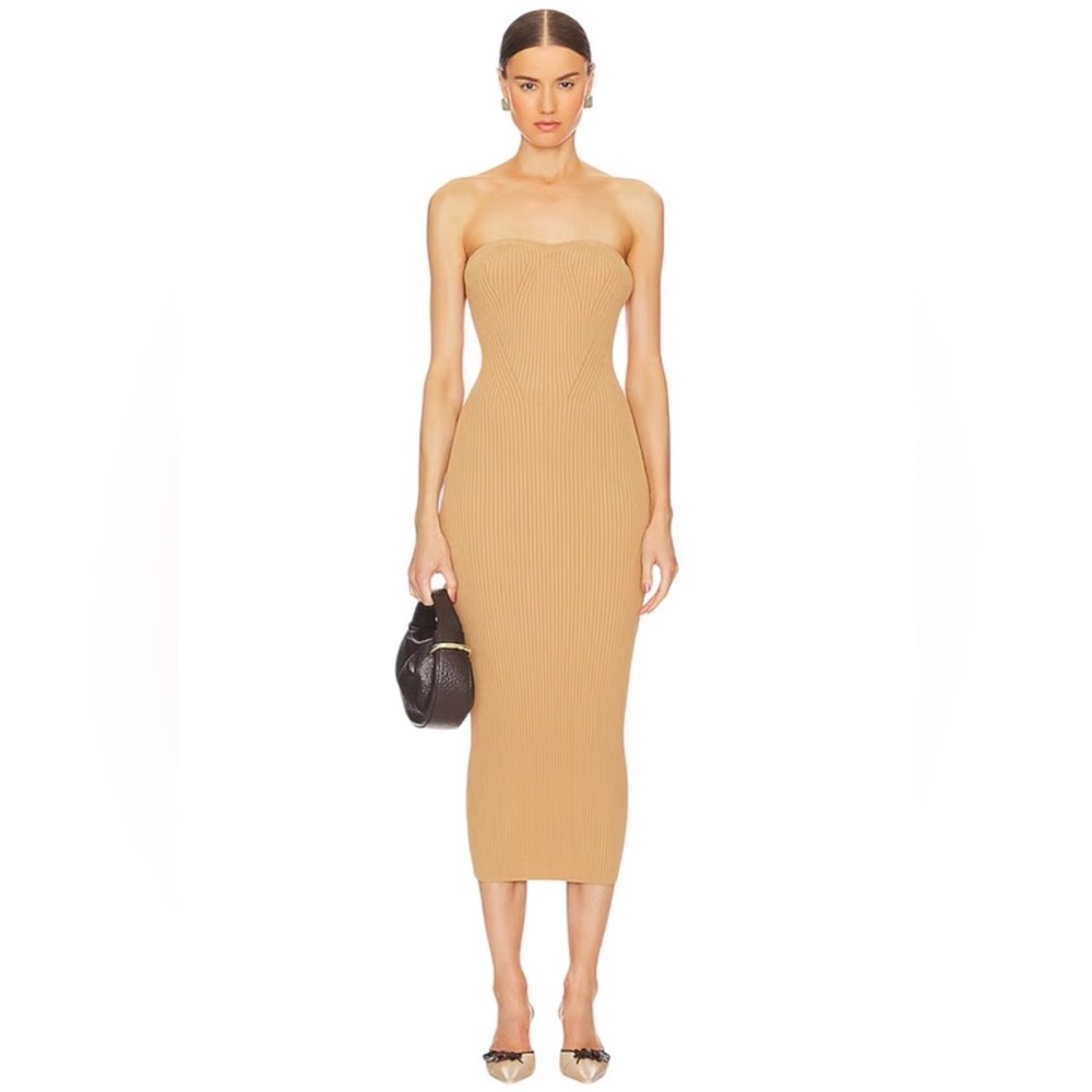 L’Academie Fayola Rib Tube Dress, Camel Color